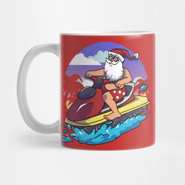 Hawaiian Christmas Santa Claus Jet Skiing by E